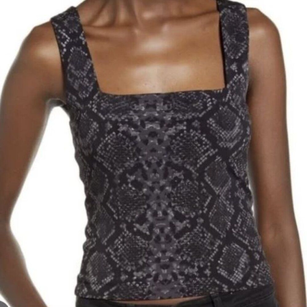 LEITH Size Small Snakeskin Tank Top Sleeveless Black Gray